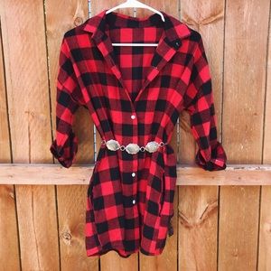 Western plaid mini dress